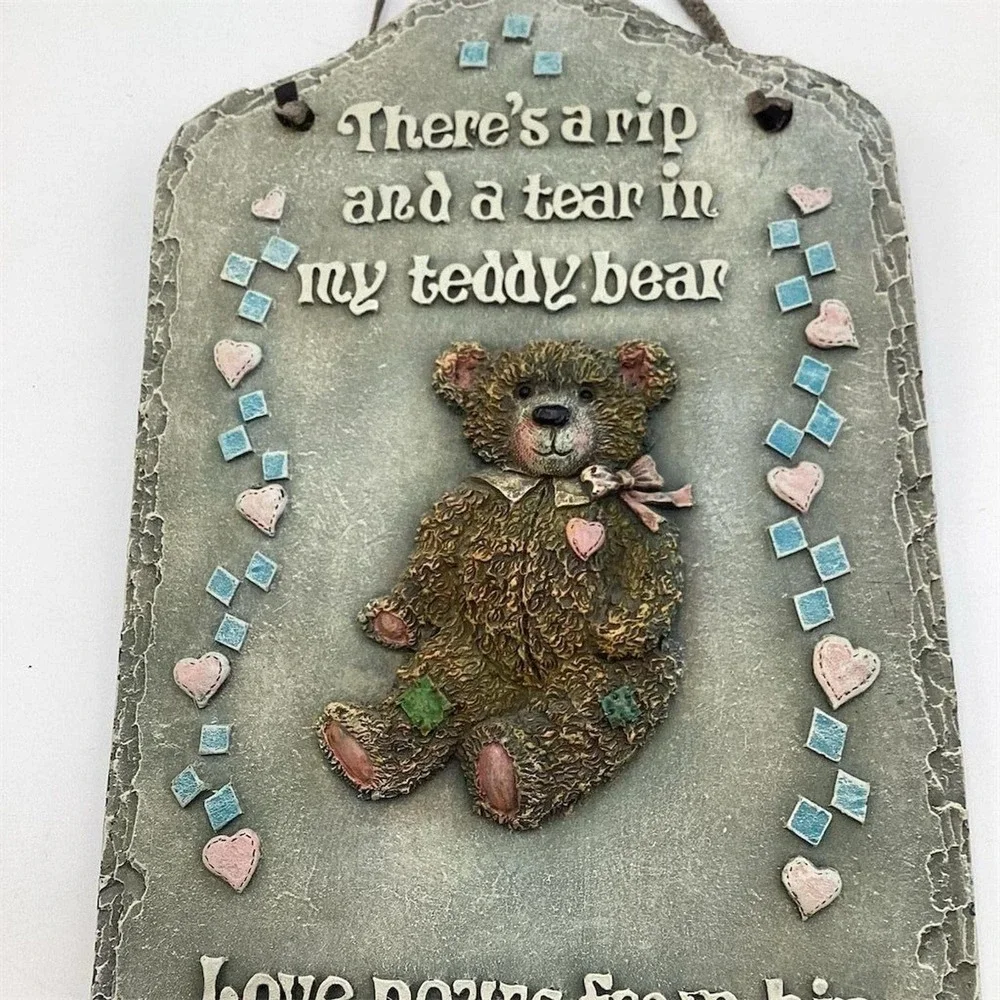 Ceramic Teddy Bear Wall Hanging Plaque Home‎ Decor